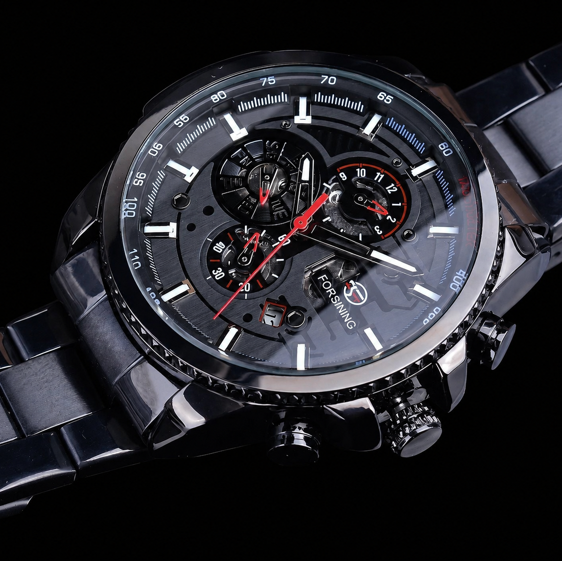 Three Dial Steel Chrono