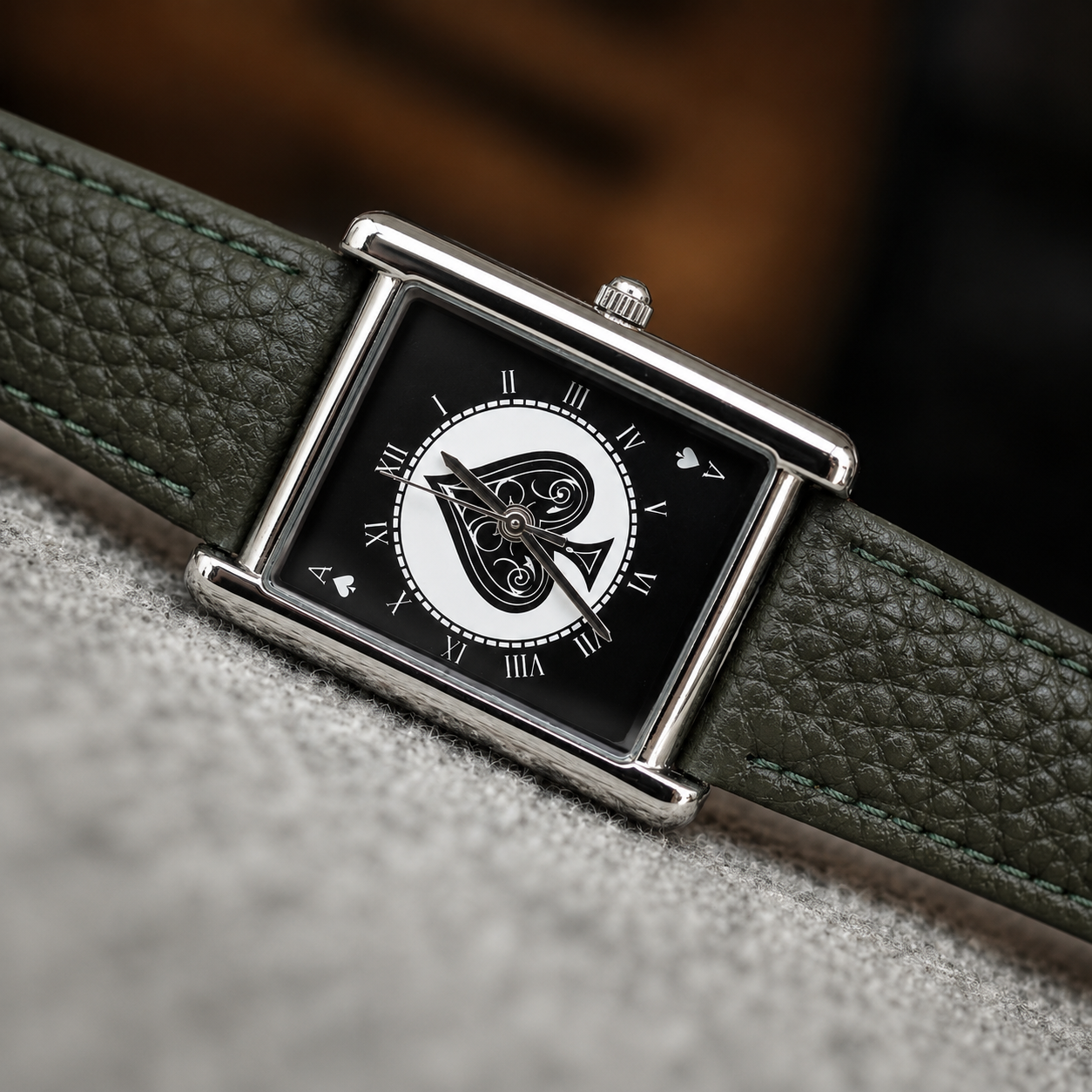 Noir Spade Leather Watch
