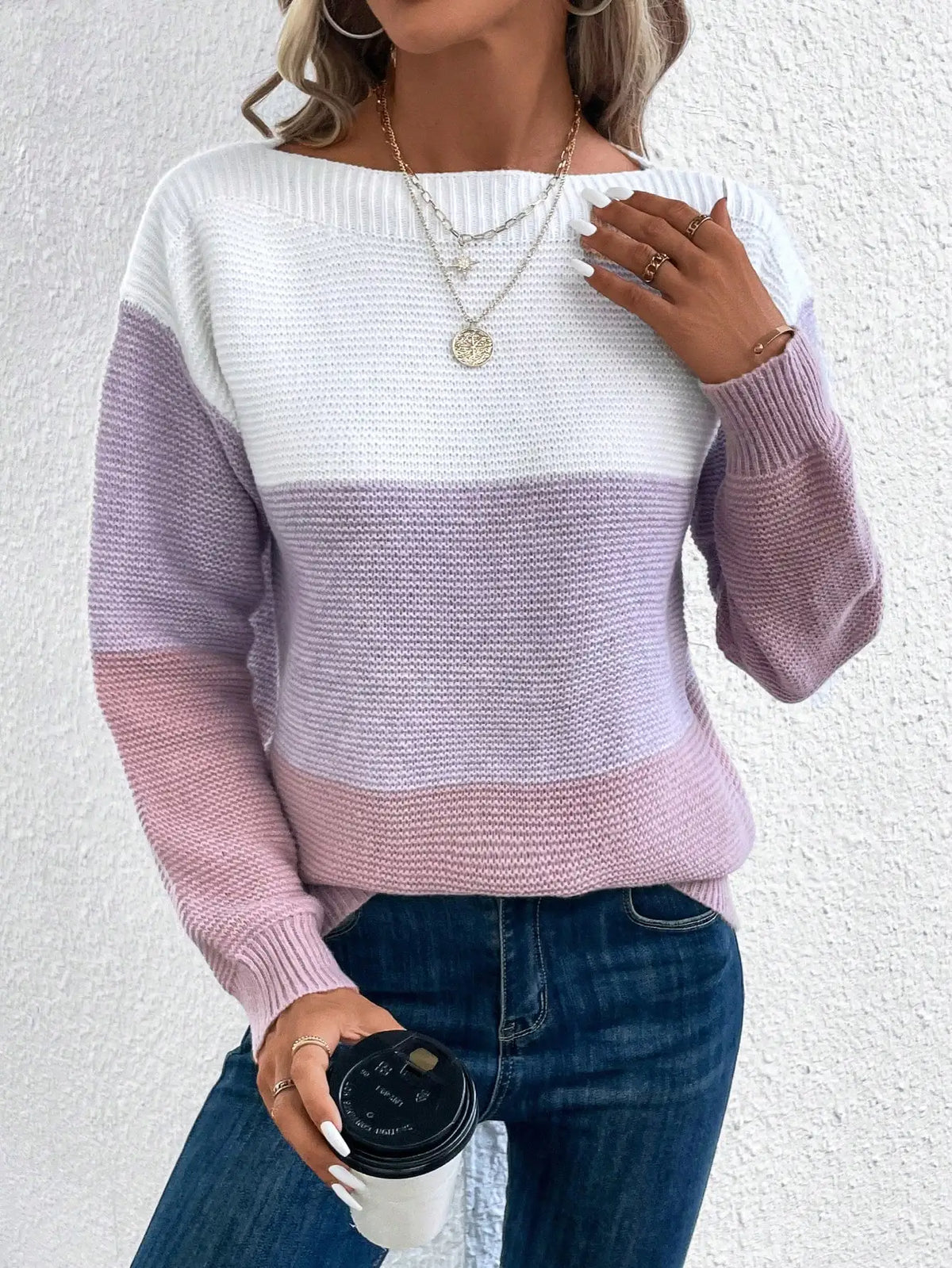 Cozy Trio Tone Sweater