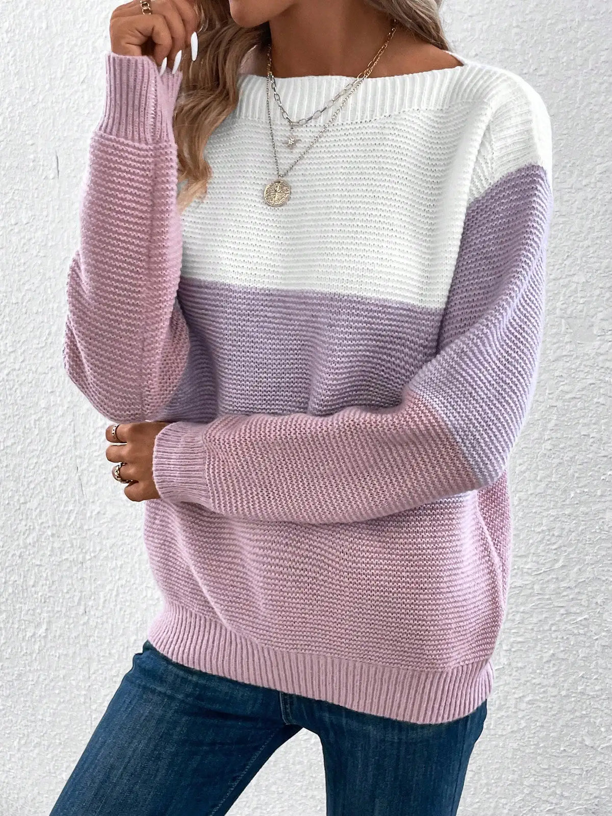 Cozy Trio Tone Sweater