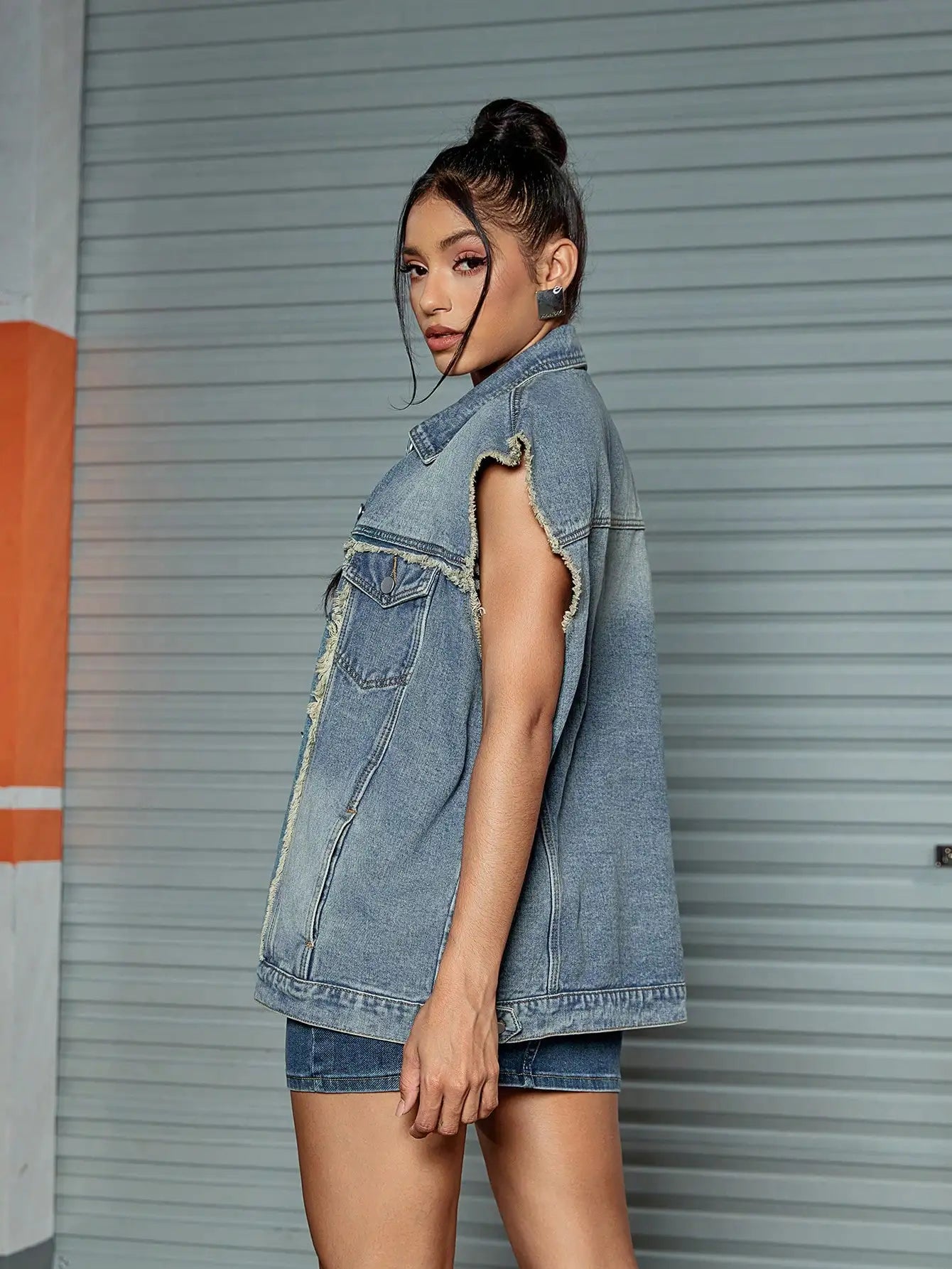 Y2K Raw Edge Denim Vest