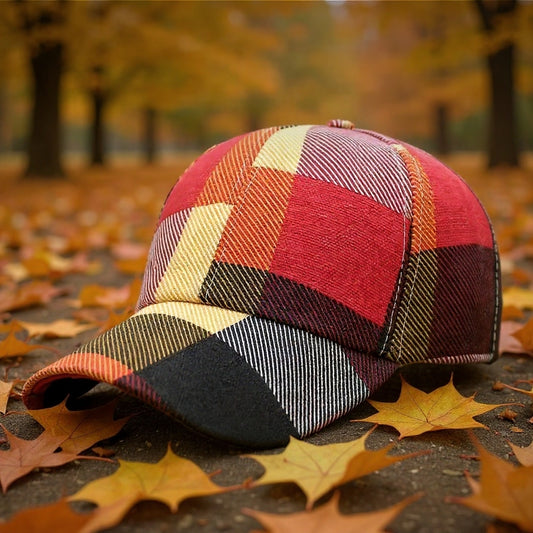 Colorblock Plaid Cap