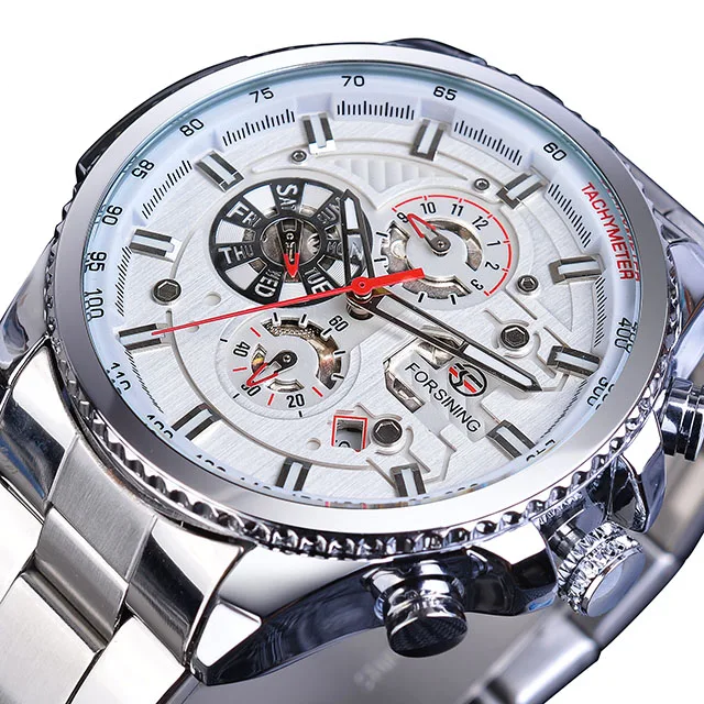 Three Dial Steel Chrono