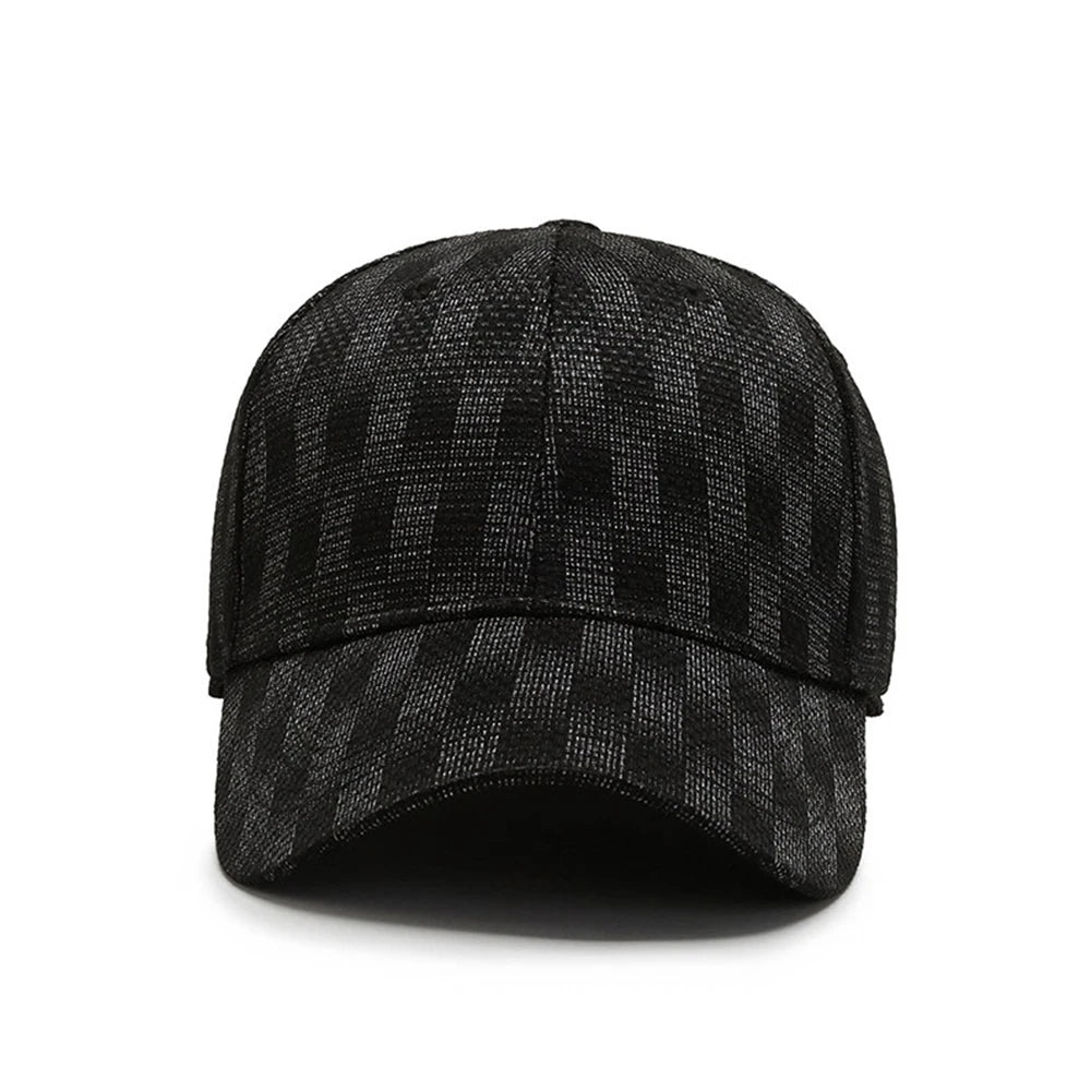 Black Plaid Fitted Cap