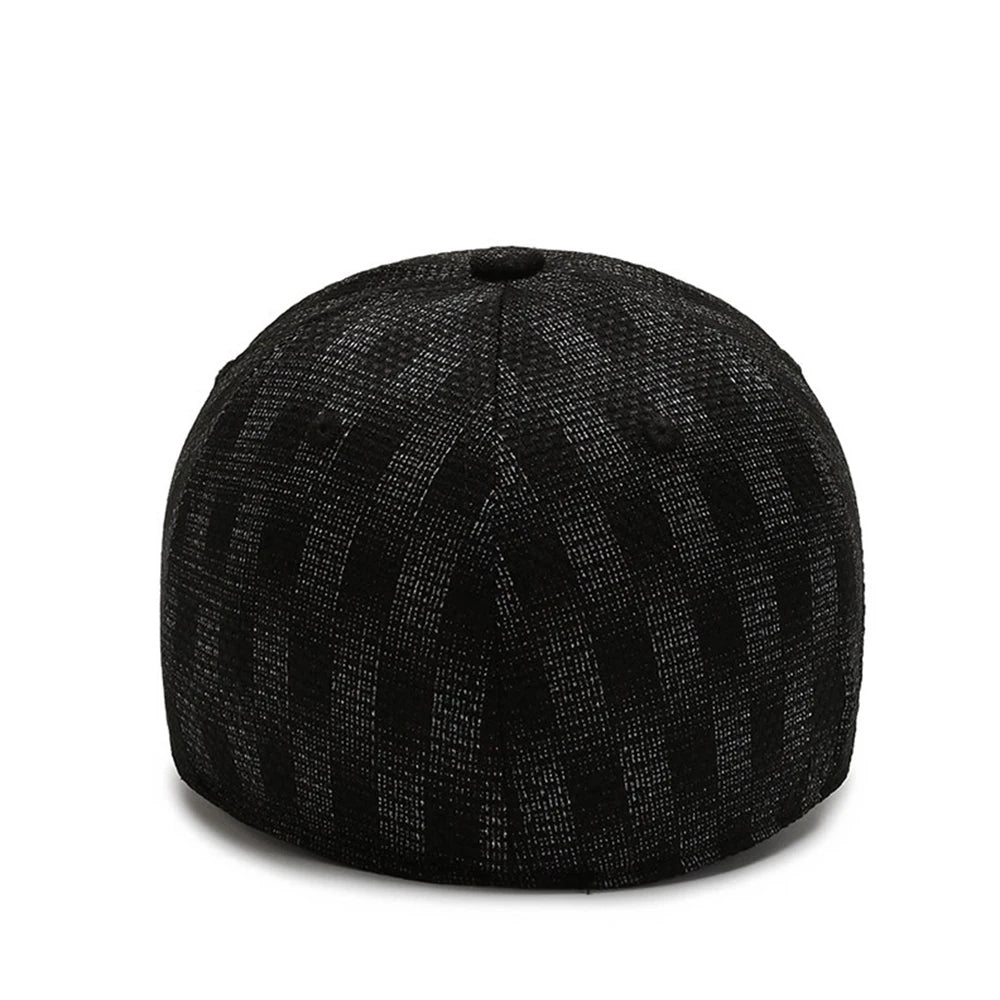 Black Plaid Fitted Cap