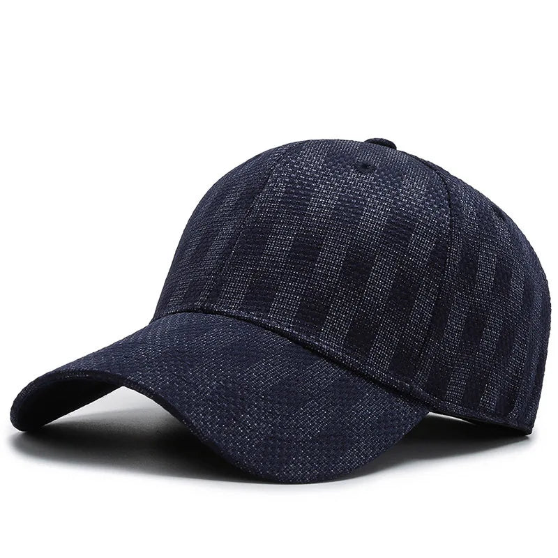 Black Plaid Fitted Cap