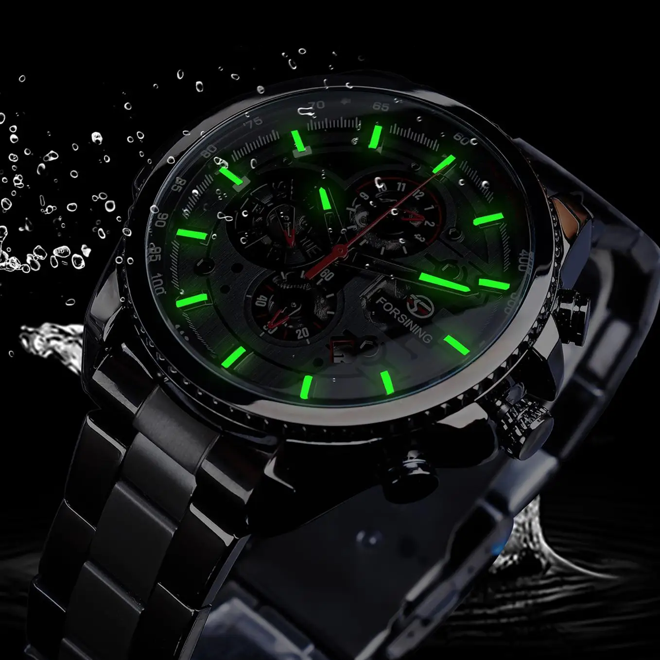Three Dial Steel Chrono