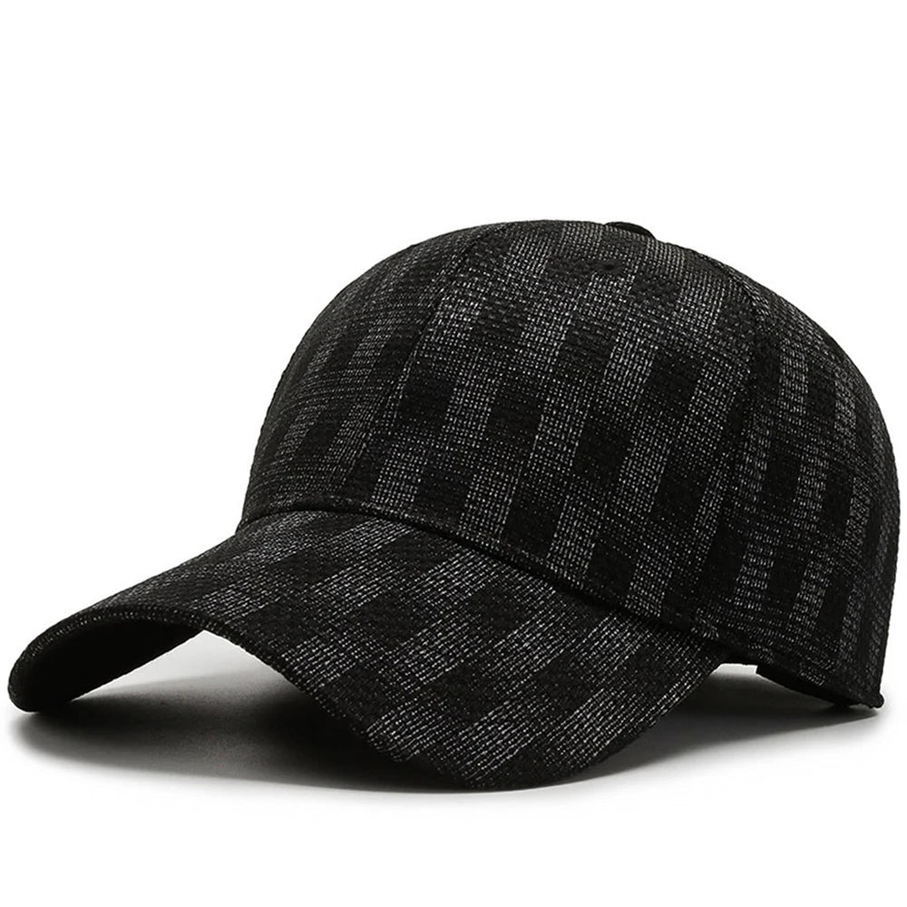 Black Plaid Fitted Cap