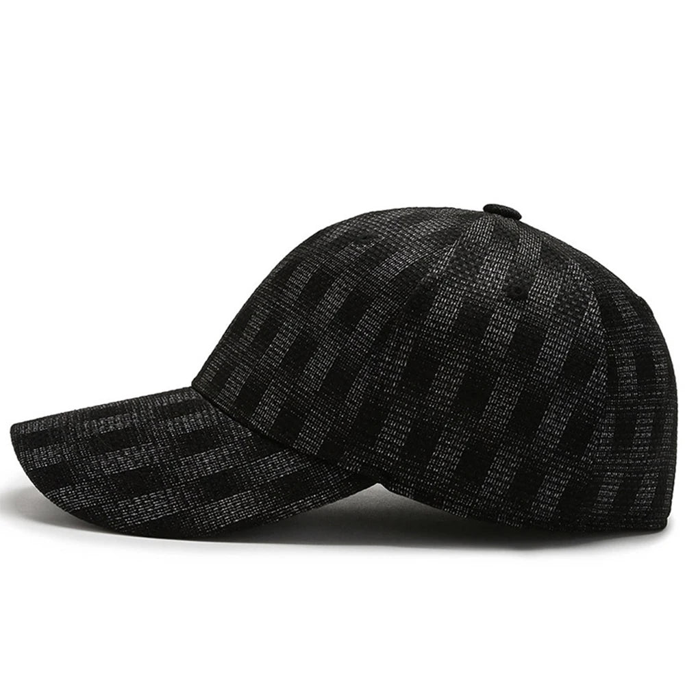 Black Plaid Fitted Cap