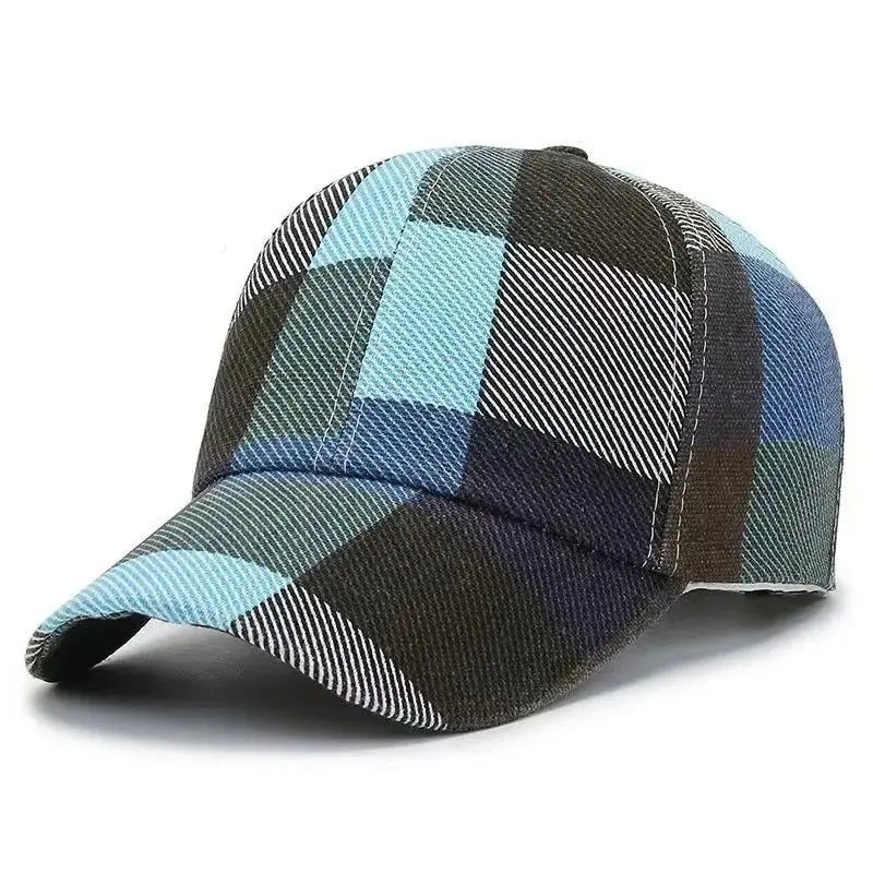 Colorblock Plaid Cap