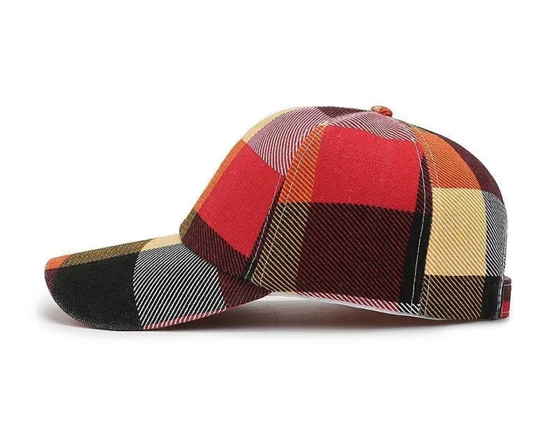 Colorblock Plaid Cap