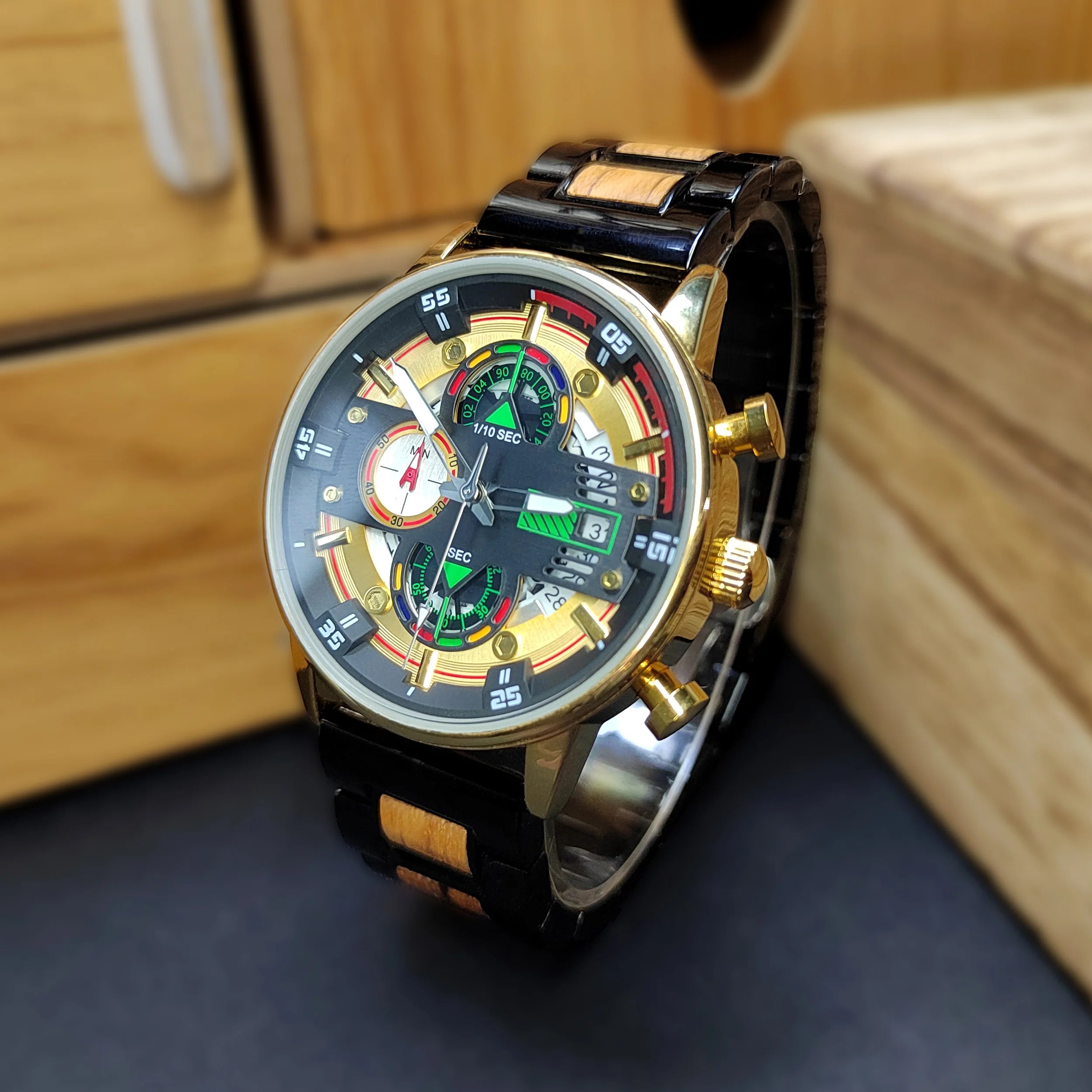 Chrono Wood Quartz Timepiece