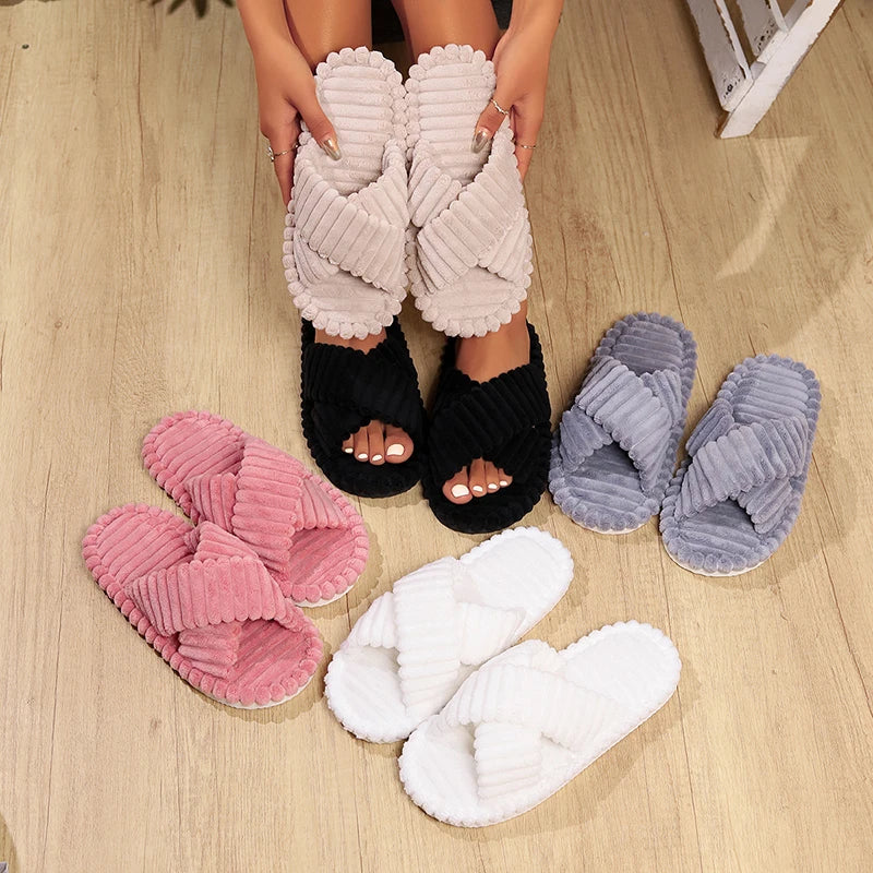 Corduroy Plush Slippers