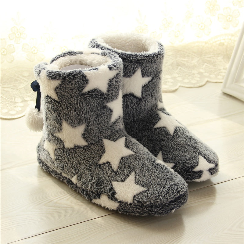 Winter Star Cozy Plush Slippers
