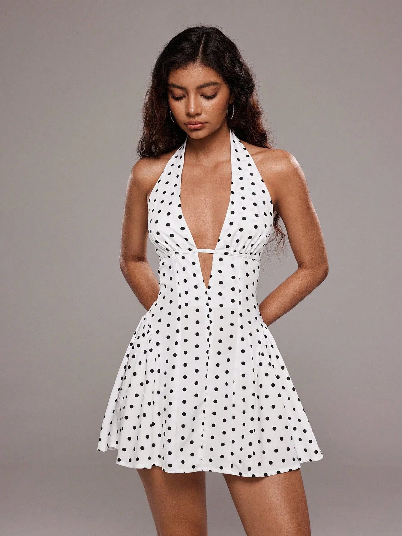 Polka Dot Halter Mini Dress