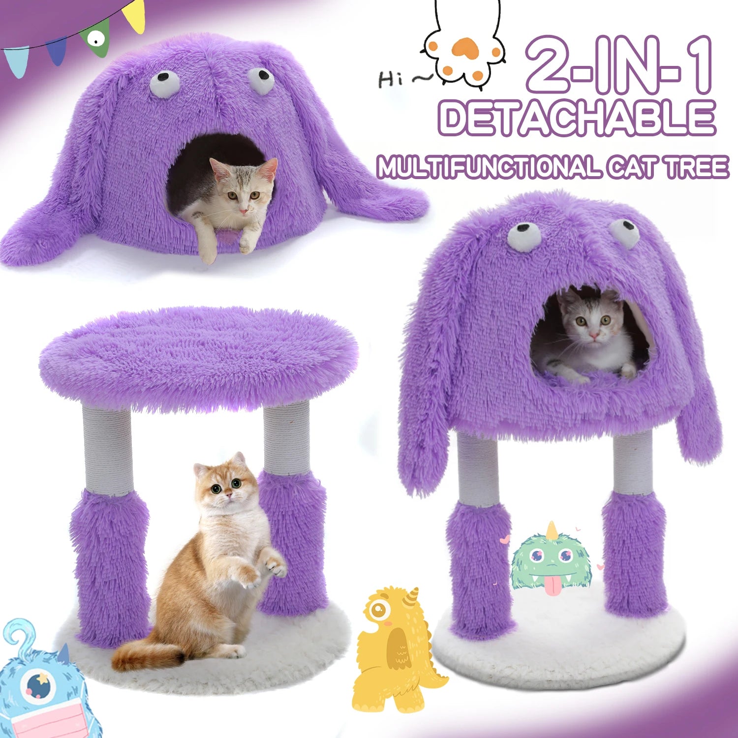 Purple Monster Cat Tree