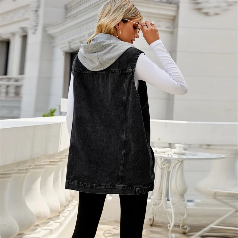 City Chic Hooded Denim Cardigan
