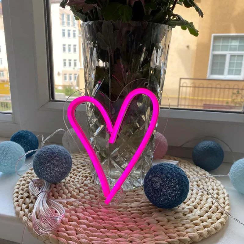Pink Heart LED Neon Light