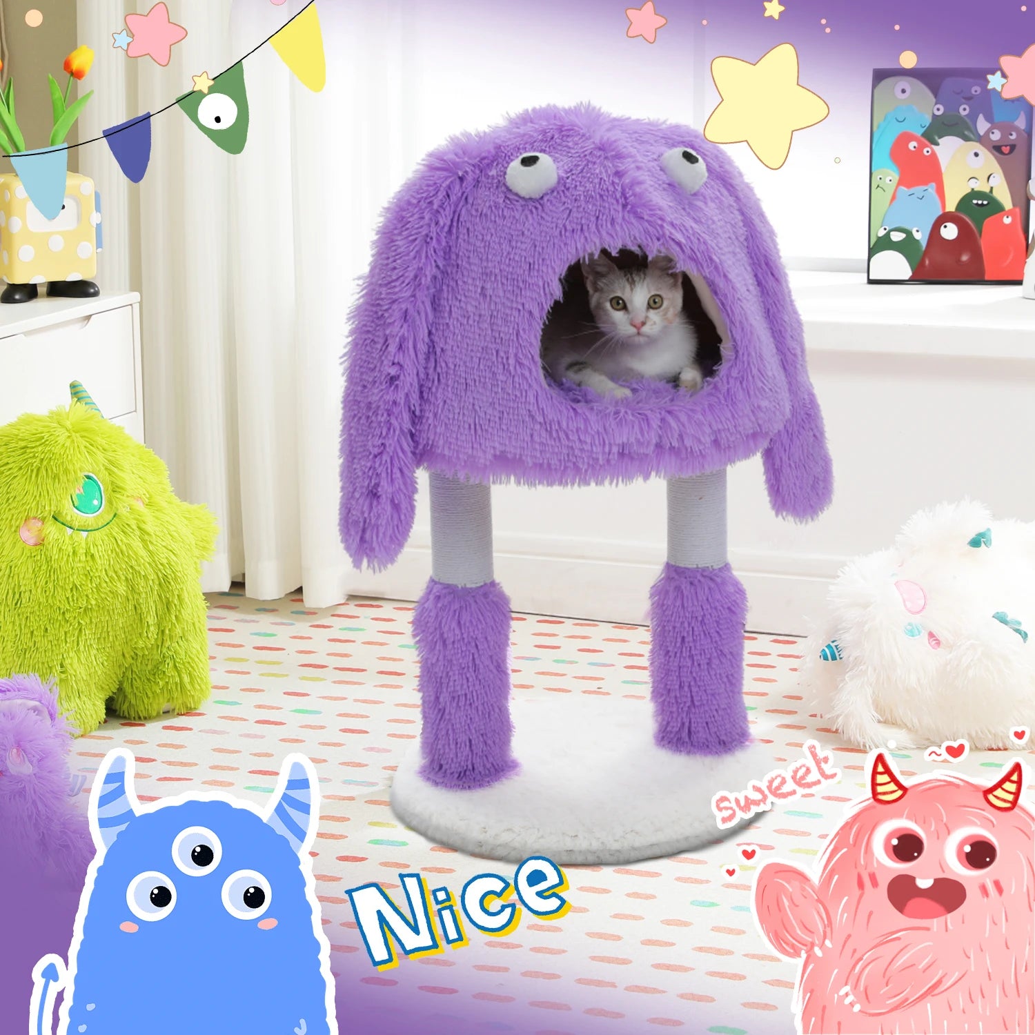 Purple Monster Cat Tree