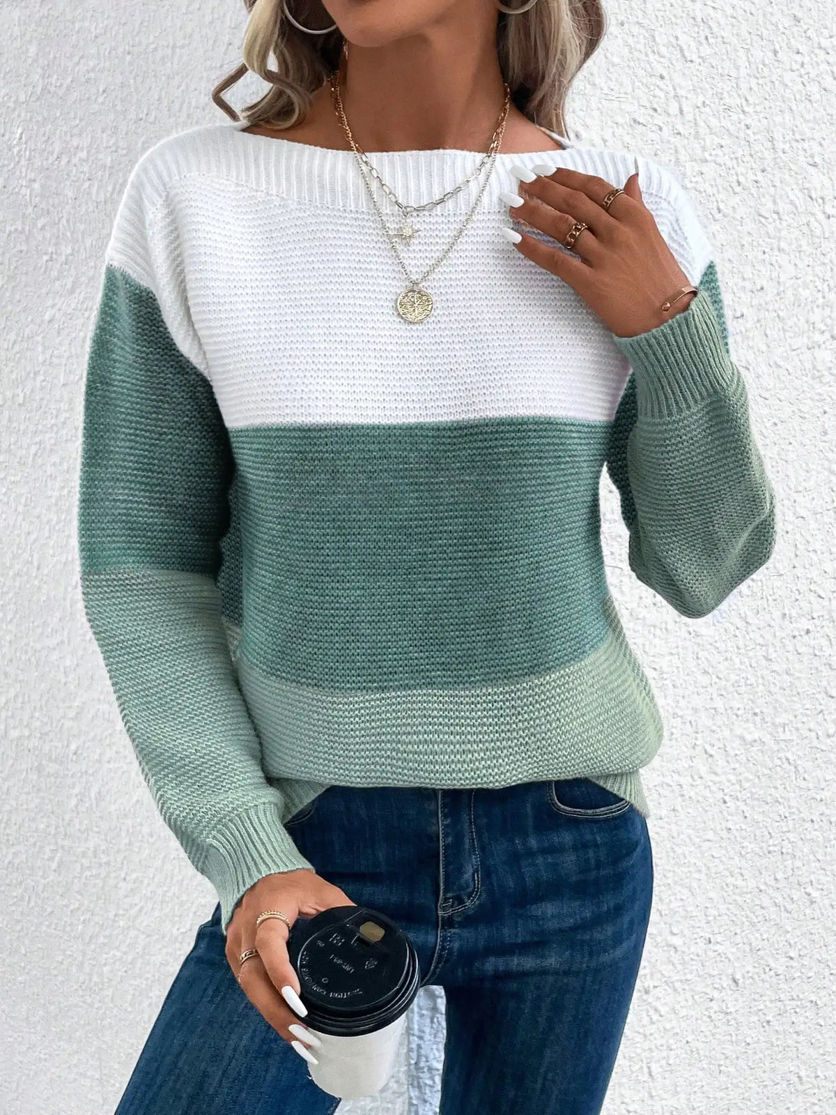 Cozy Trio Tone Sweater