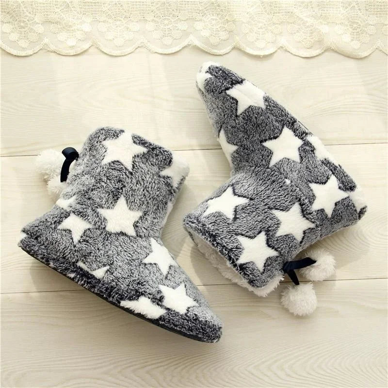 Winter Star Cozy Plush Slippers