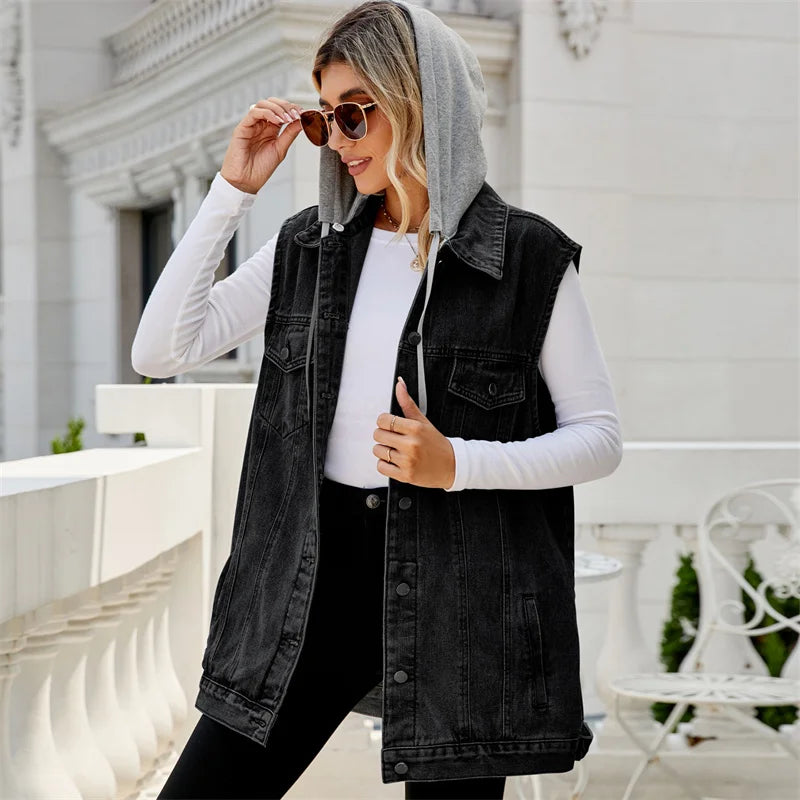 City Chic Hooded Denim Cardigan