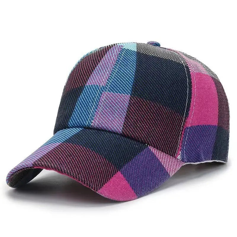 Colorblock Plaid Cap