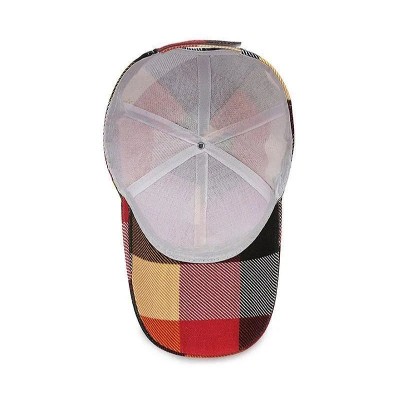 Colorblock Plaid Cap
