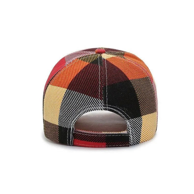 Colorblock Plaid Cap