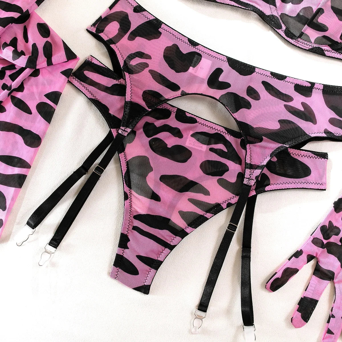 Pink Leopard Lingerie Set
