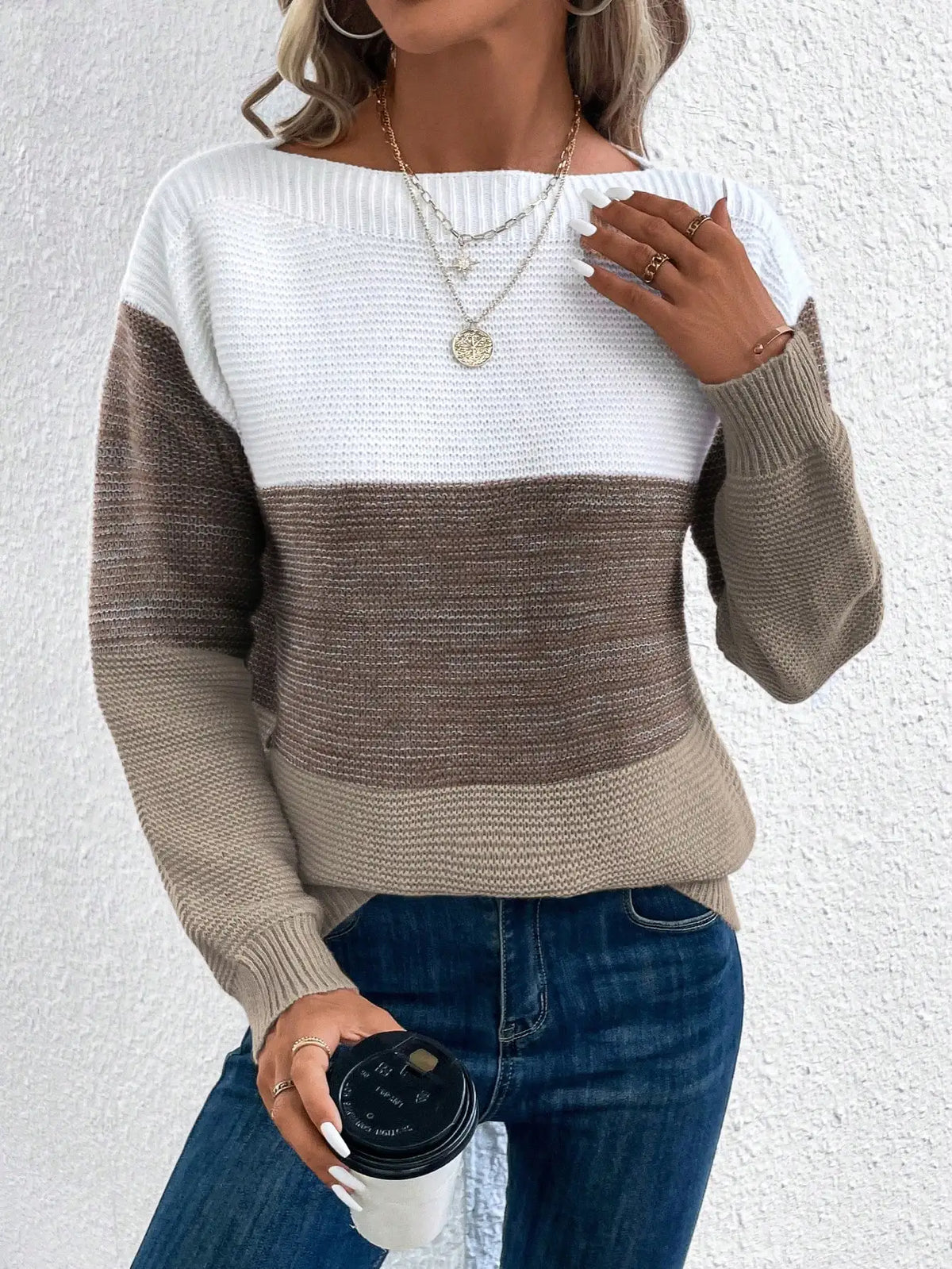 Cozy Trio Tone Sweater