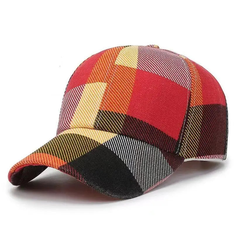 Colorblock Plaid Cap