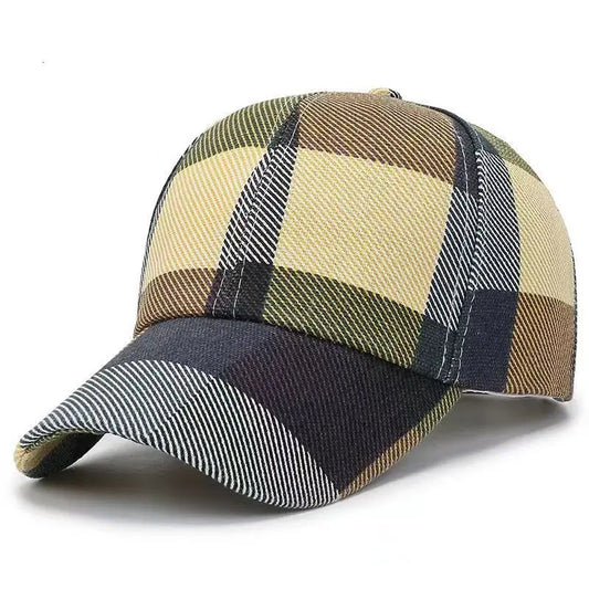 Colorblock Plaid Cap