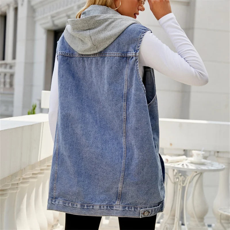 City Chic Hooded Denim Cardigan