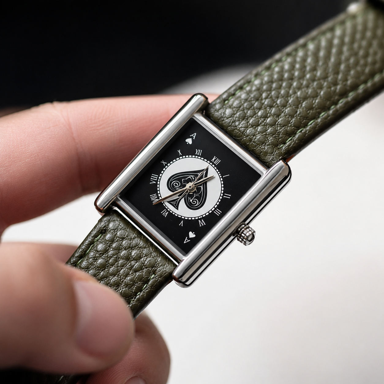 Noir Spade Leather Watch