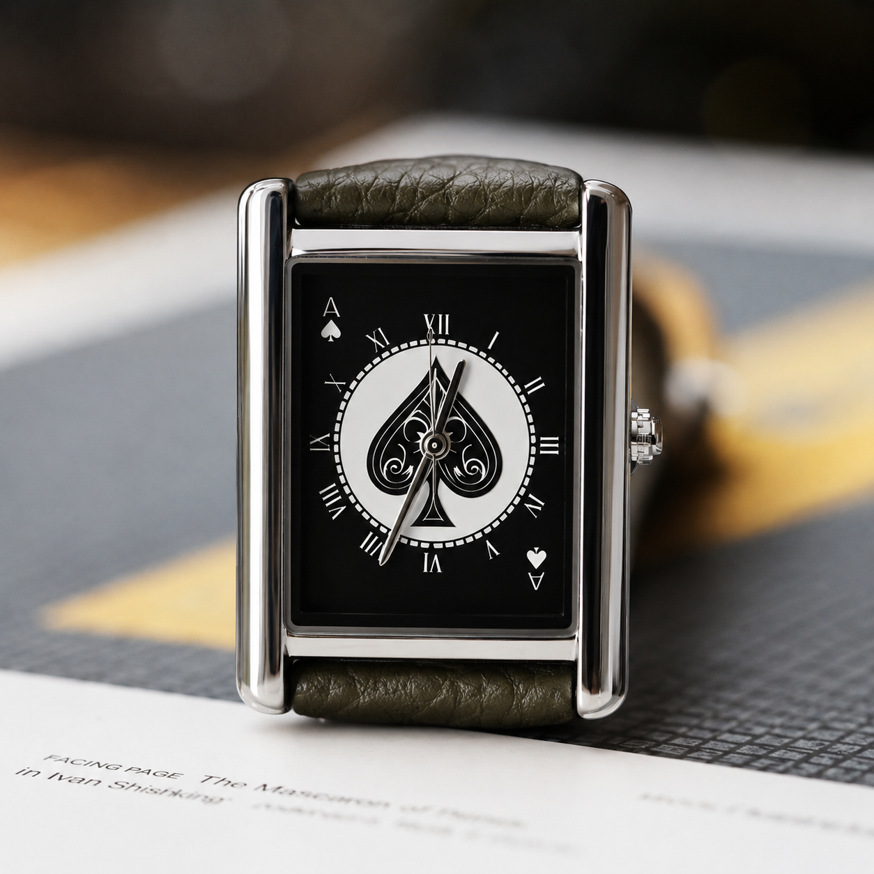 Noir Spade Leather Watch